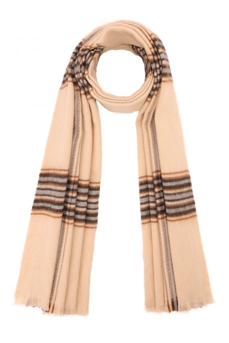 Cream and Grey Cashmere Blend Check Scarf
