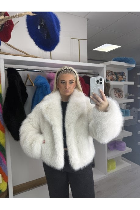 Black Bamboo Blend Faux Fur Cropped Natalie Jacket