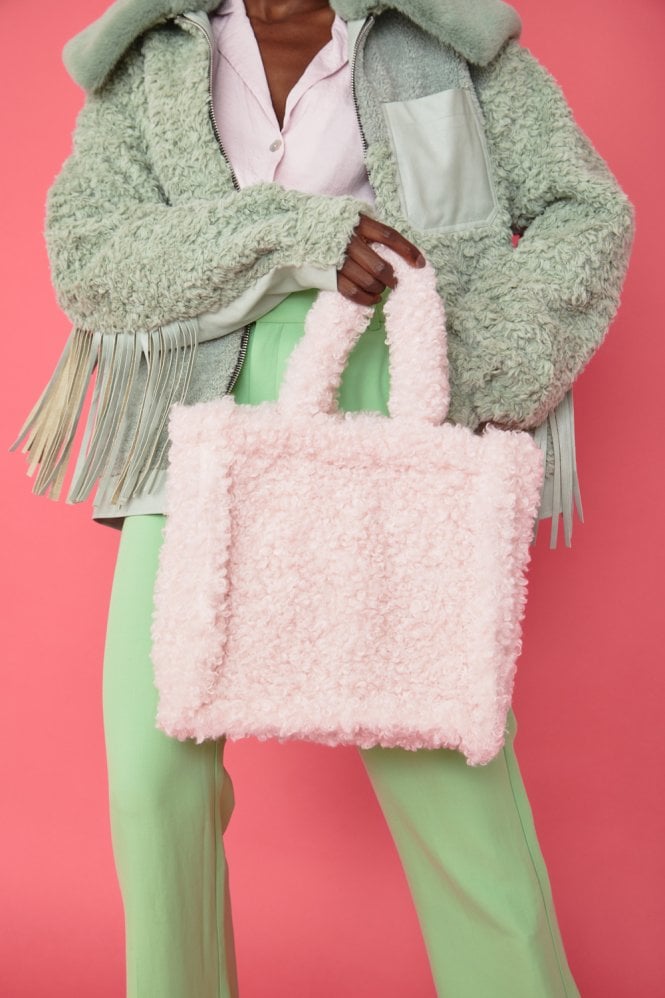 JAYLEY Cream Borg Tote Bag