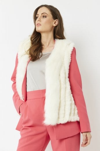 Cream Cashmere Blend Faux Fur Gilet | Waistcoat