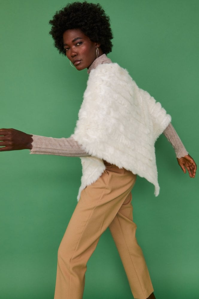 JAYLEY Cream Coney Fur Poncho