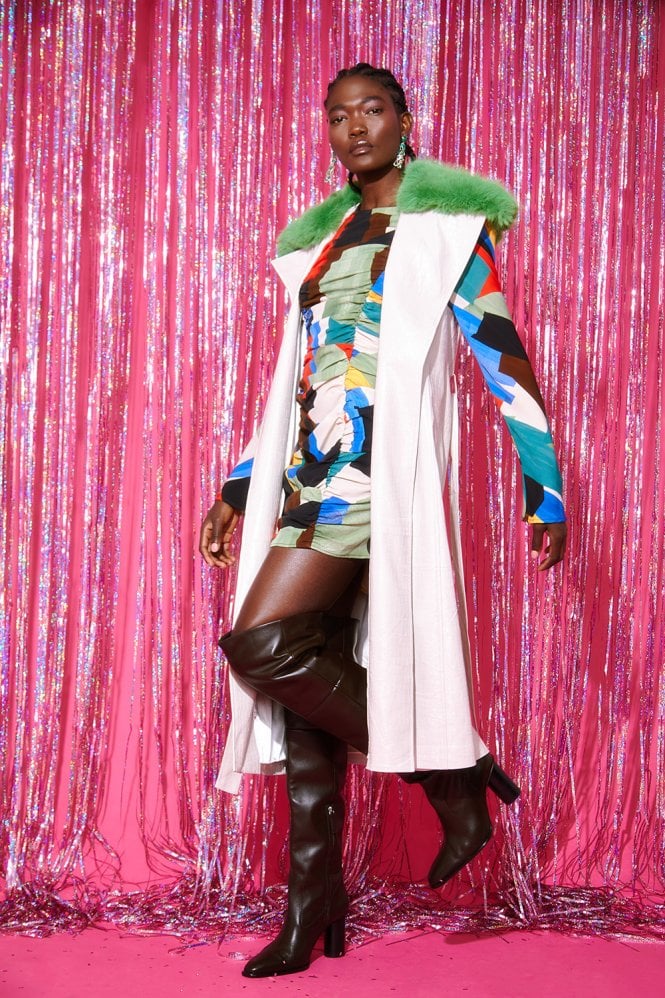 JAYLEY Cream Eco Leather Vest with Removable Fur Collar