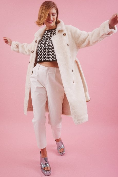 Cream Faux Fur Coat