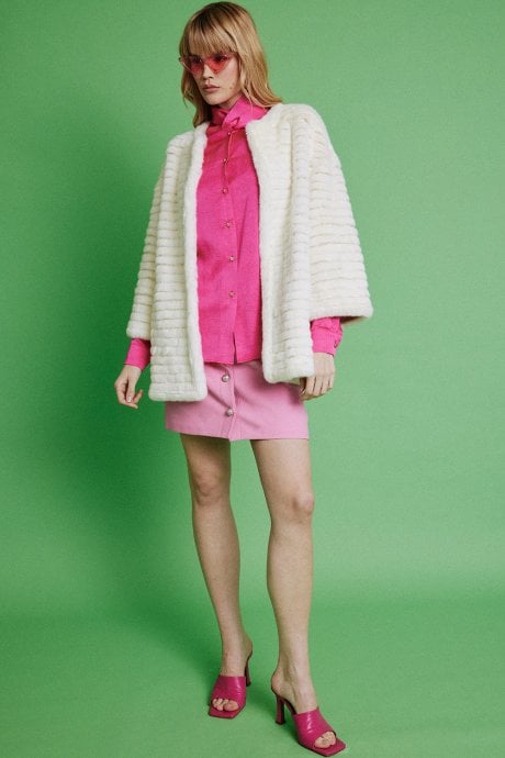 Cream Faux Fur Over-Sized Coat