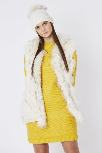 Cream Fox And Coney Fur Gilet