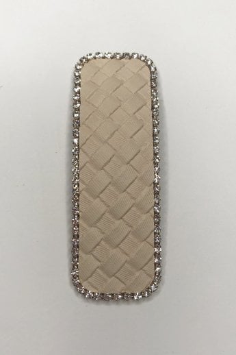 Cream Handmade Leather Hair Clip