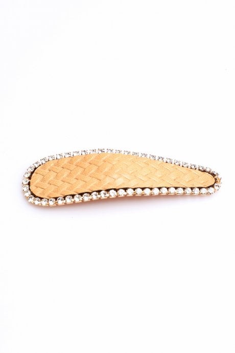 Cream Handmade Leather Hair Clip