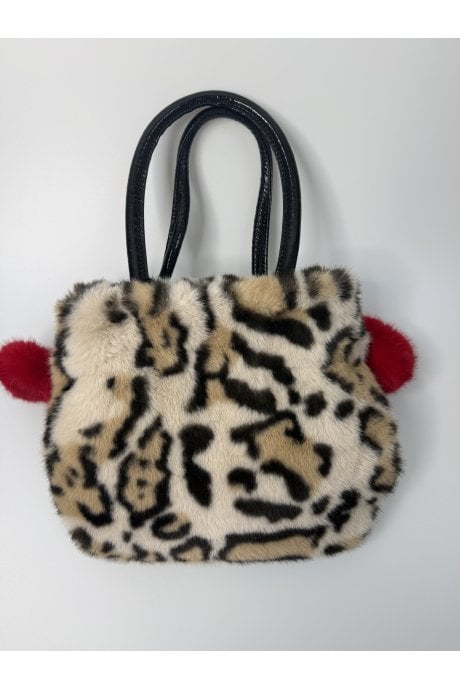 Mocha Brown Animal Print Faux Fur Bag