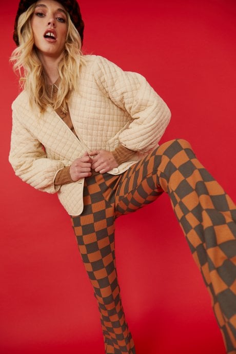 Cream Quilted oversized Down Jacket
