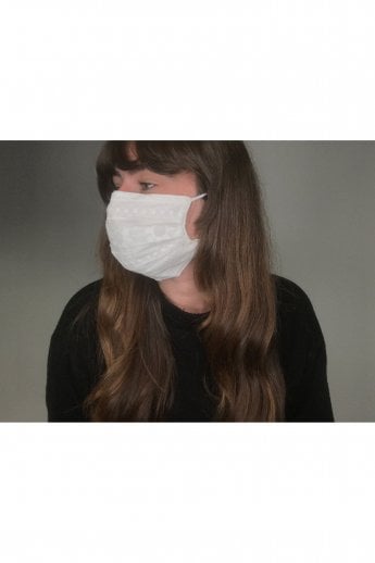 Cream Unisex Reusable Fashion Cotton Face Mask with Embroidery