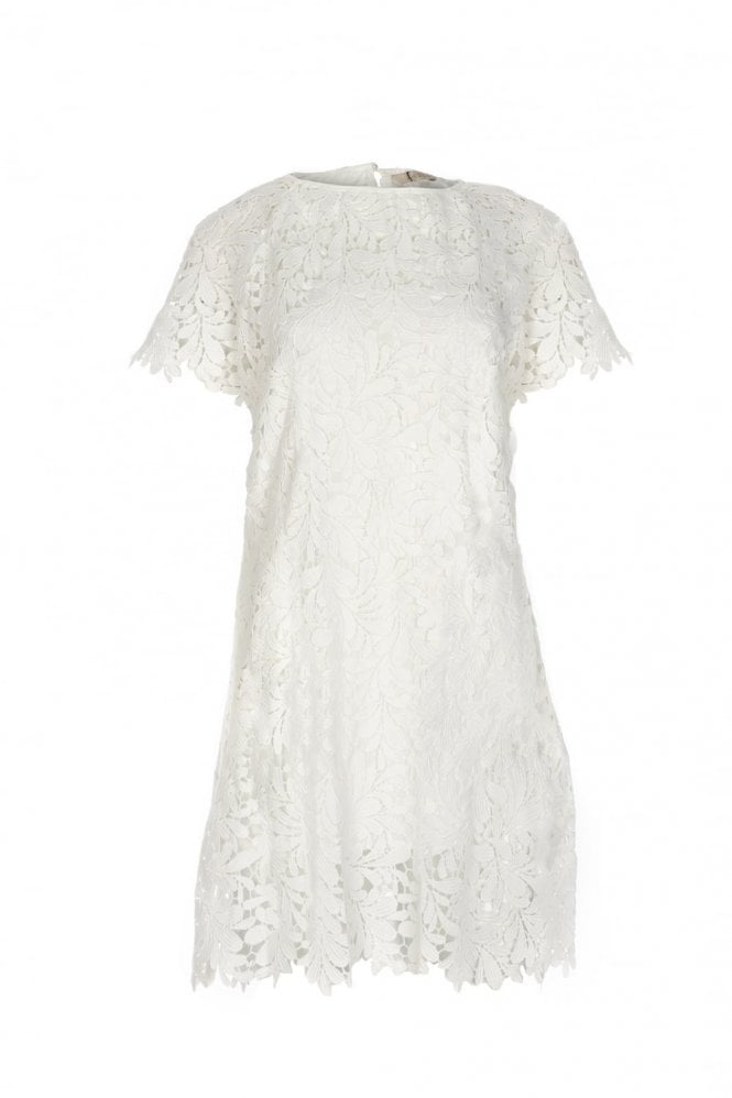 JAYLEY Cream Vintage Lace Short Sleeve Dress