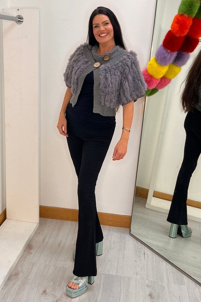 JAYLEY Cropped Fur Cardigan