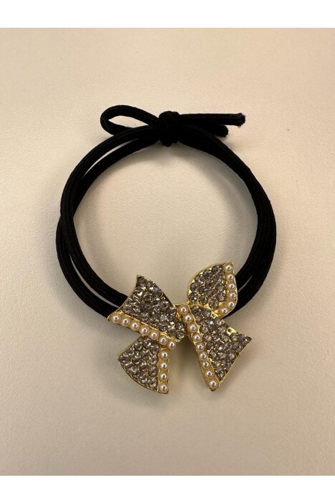 JAYLEY Blue Handmade Silk Bow Hair Tie with Diamante Feature