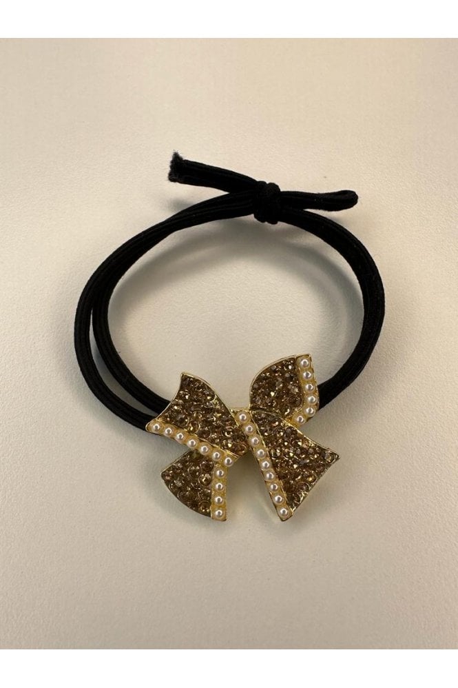 JAYLEY Blue Handmade Silk Bow Hair Tie with Diamante Feature