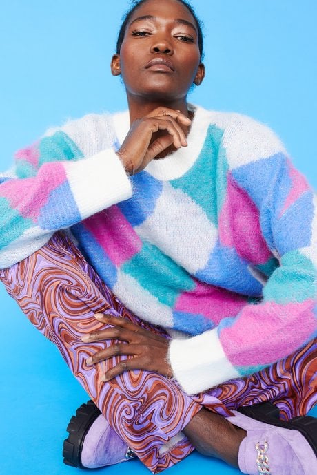 Diamond Design Fluffy Jumper