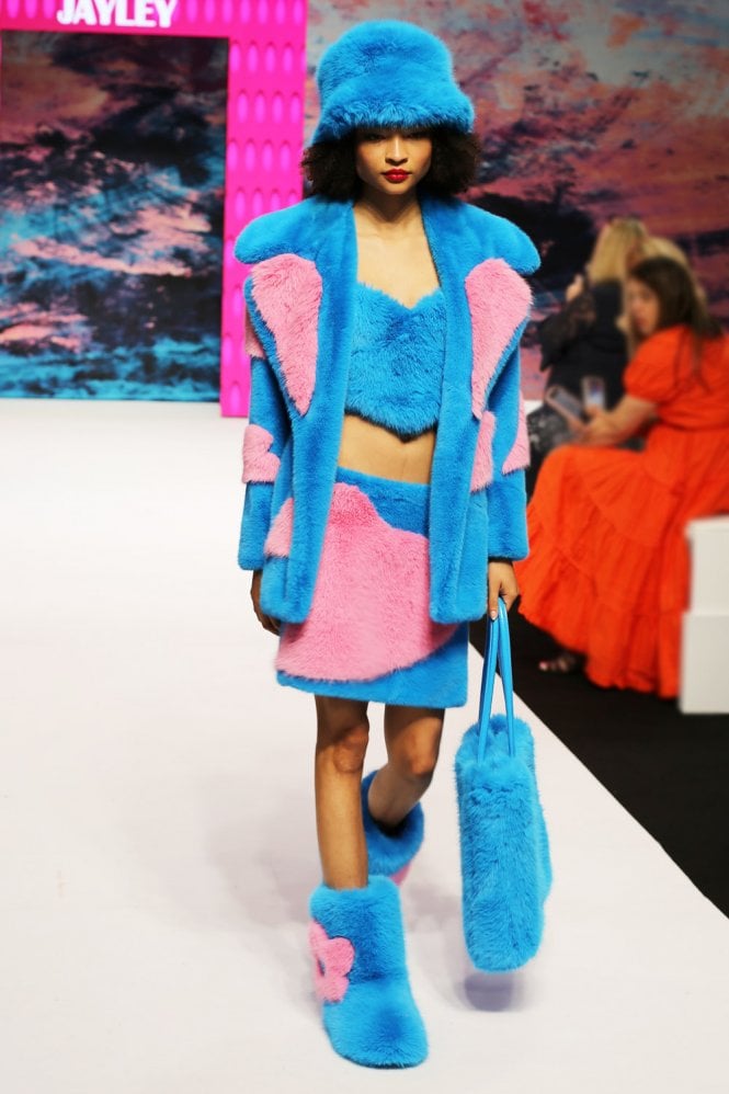 JAYLEY Eco Bamboo Faux Fur Coat with Love Heart Detailing