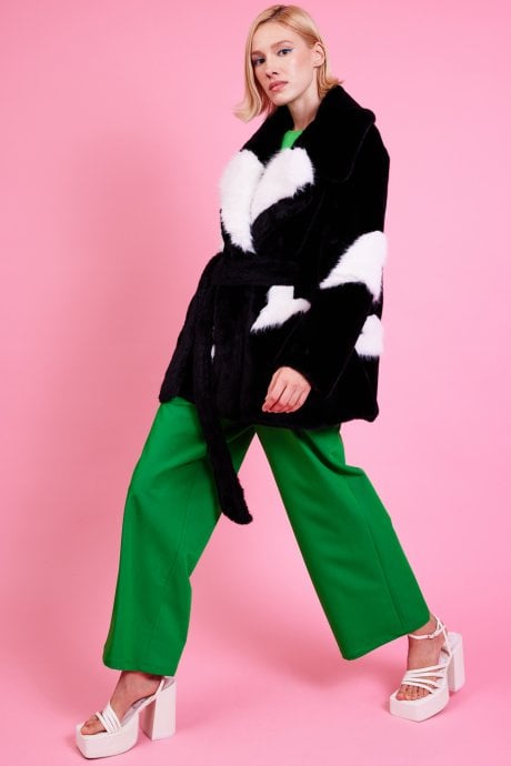 Eco Bamboo Faux Fur Coat with Love Heart Detailing