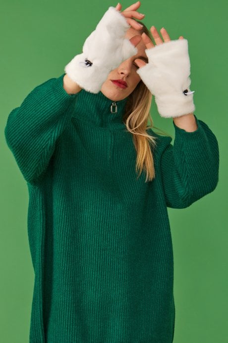 Faux Fur Adjustable Fingerless Gloves
