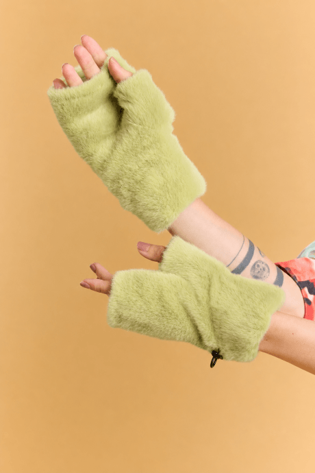Pear Faux Fur Adjustable Fingerless Gloves