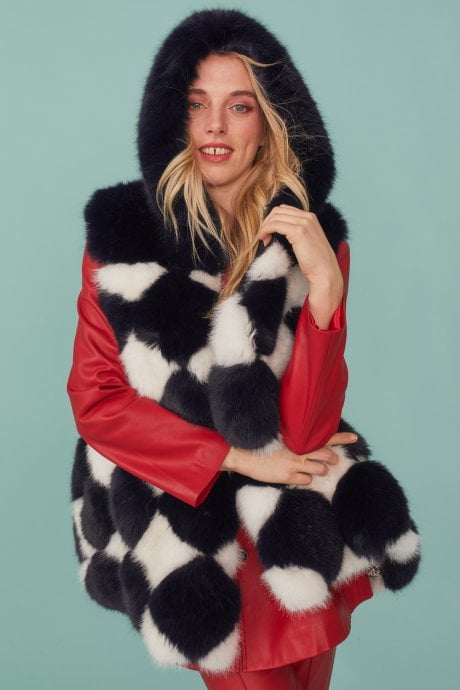 Faux Fur Block Gilet | Waistcoat With Hood