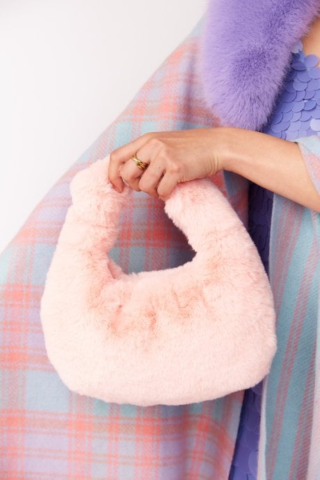 Faux Fur Charlotte Bag in Baby Pink