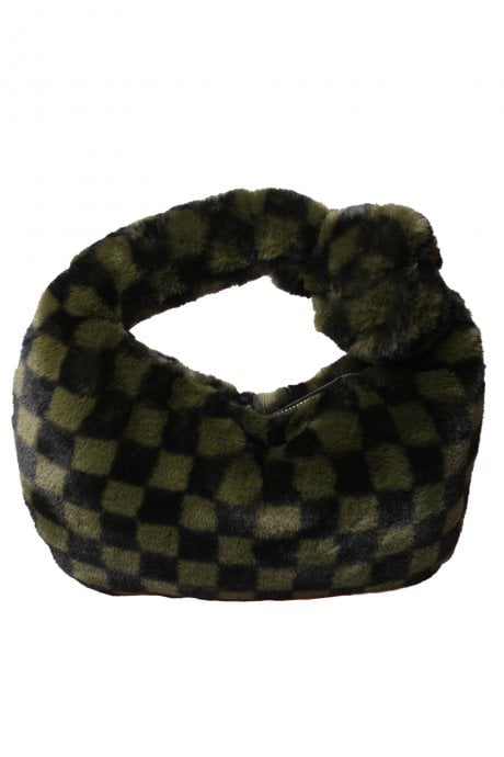 Faux Fur Checkered Green Bag