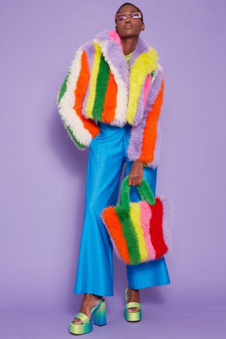 Faux Fur Hand Crafted Eco Bamboo Cropped Coat