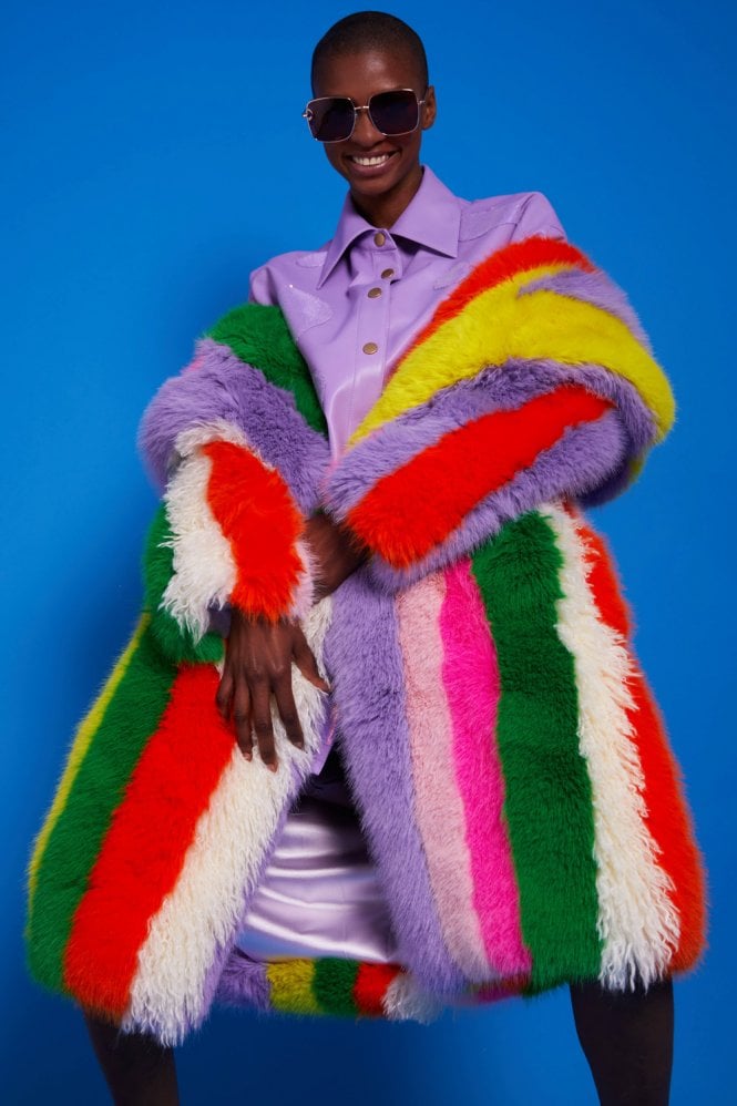 JAYLEY Faux Fur Hand Crafted Eco Bamboo Maxi Coat