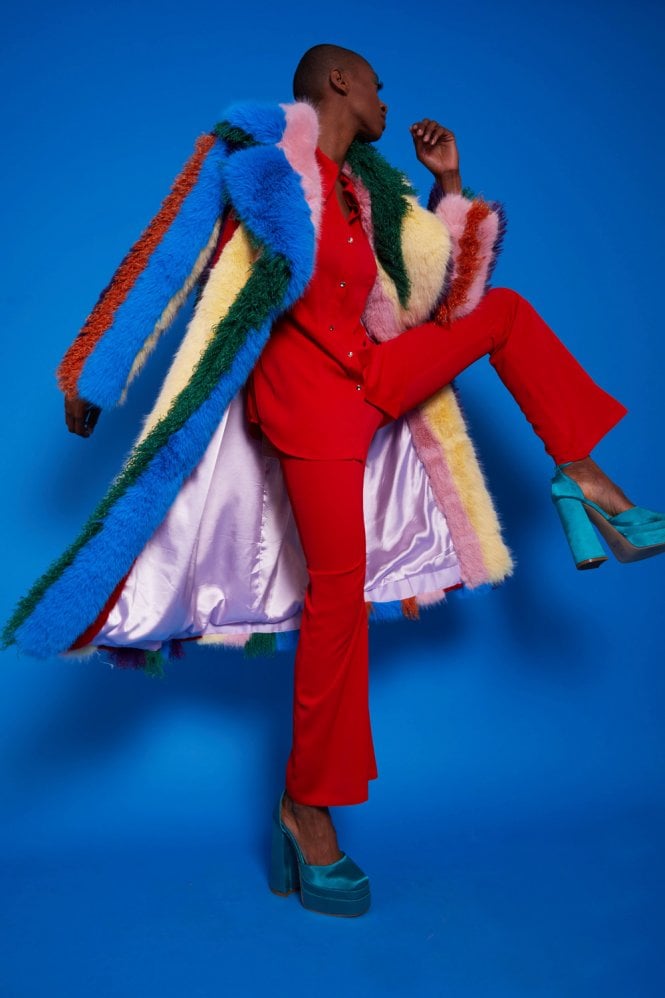 JAYLEY Faux Fur Hand Crafted Eco Bamboo Maxi Coat