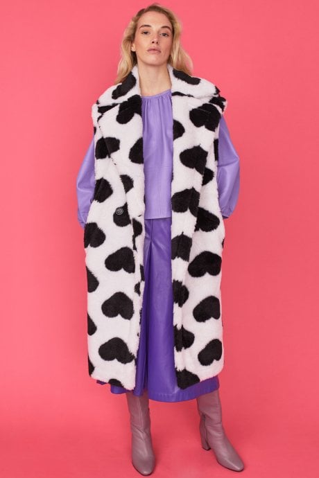 Faux Fur Long Love Heart Gilet | Waistcoat