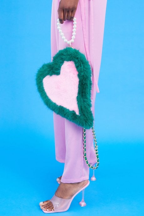Faux Fur Love Heart Bag
