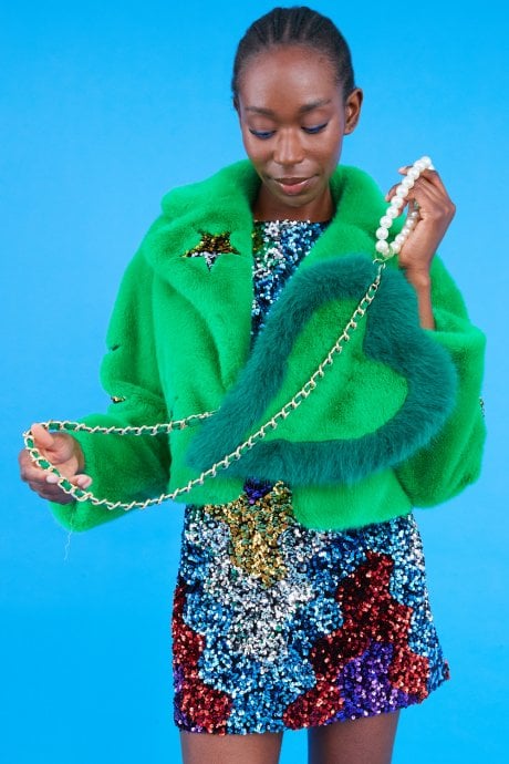 Faux Fur Love Heart Bag