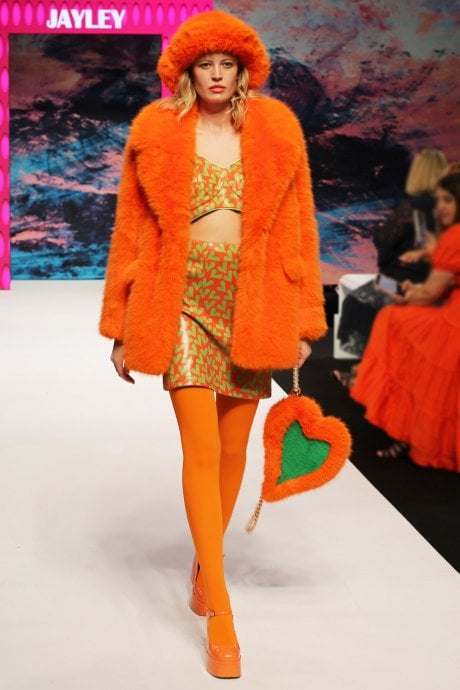 Faux Fur Orange Midi Coat