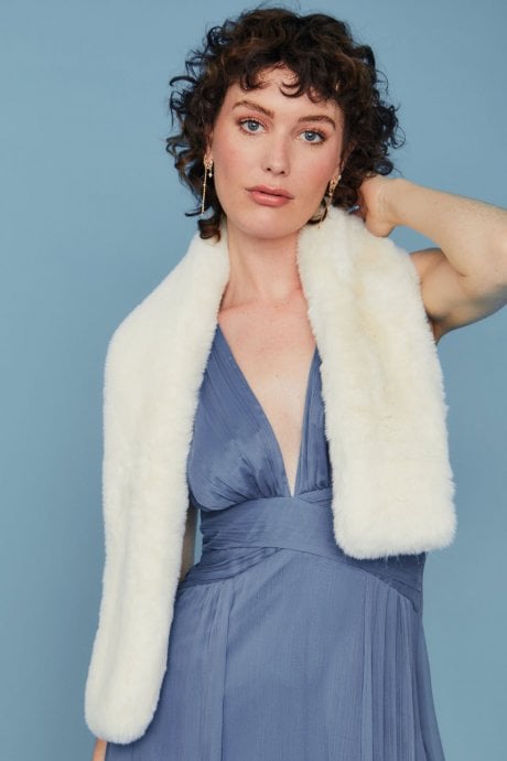 Faux Fur Scarf in Cream