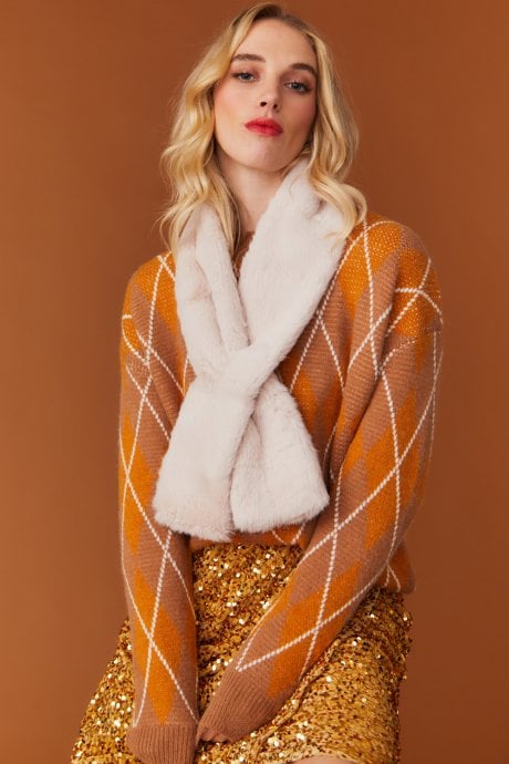Faux Fur Scarf in Cream