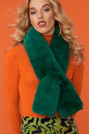 Faux Fur Scarf in Green