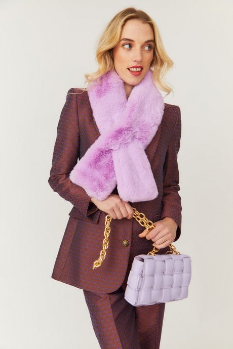 Faux Fur Scarf in Purple