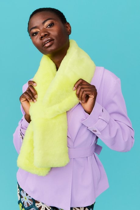 Faux Fur Scarf in Yellow