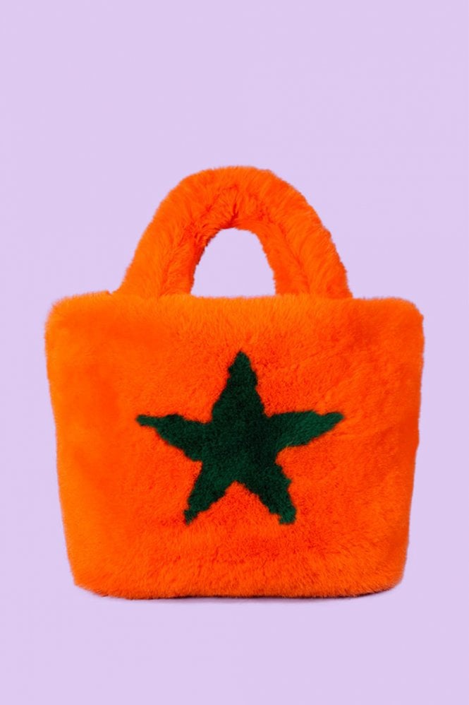 JAYLEY Faux Fur Tote Bag with Star Design