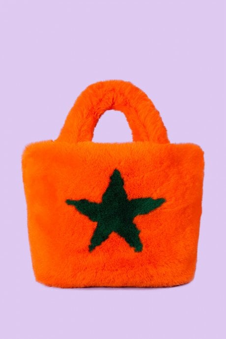 Faux Fur Tote Bag with Star Design