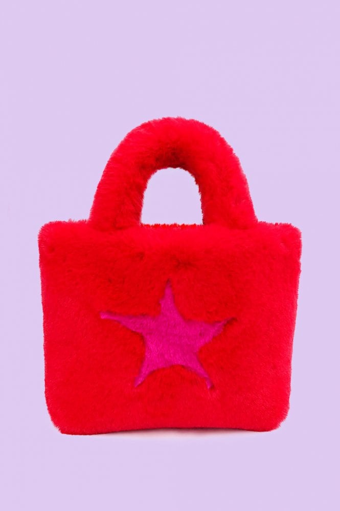JAYLEY Faux Fur Tote Bag with Star Design