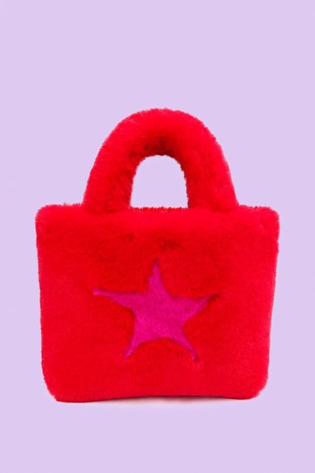 Faux Fur Tote Bag with Star Design