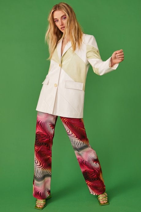 Faux Leather Contrast Blazer