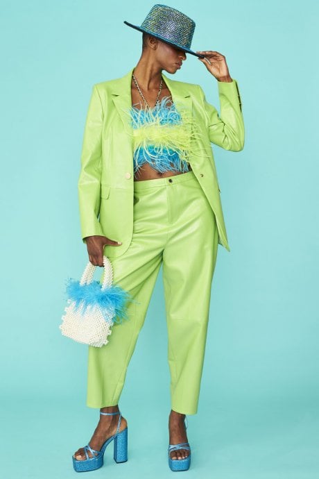 Faux leather Kate Blazer in Green