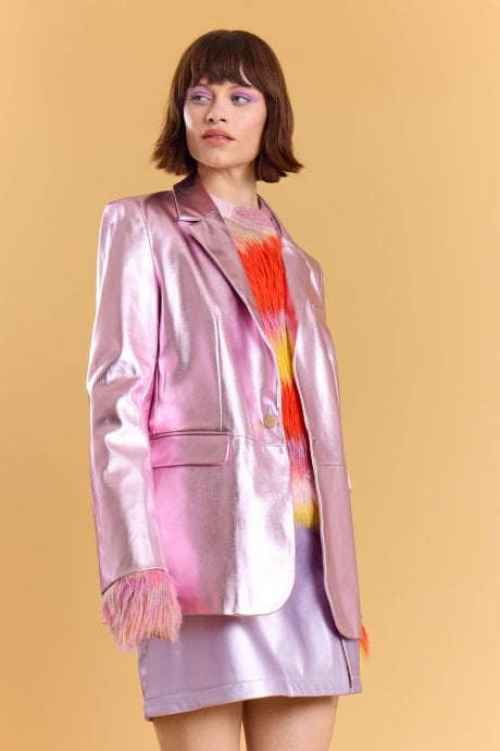Faux leather Kate Blazer in Purple