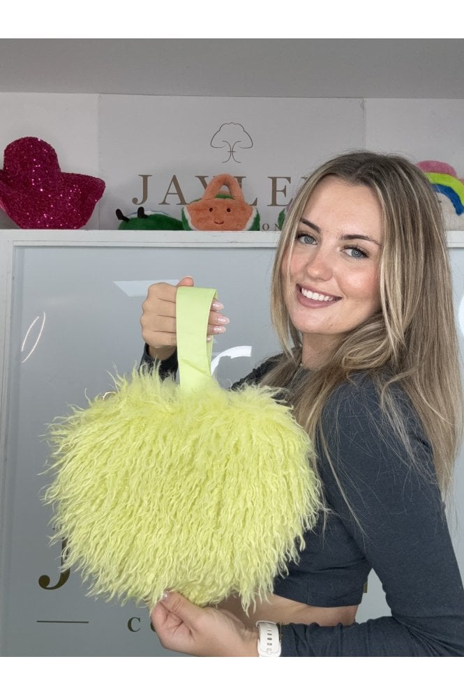 JAYLEY Faux Mongolian Fur Bamboo Love Heart Bag