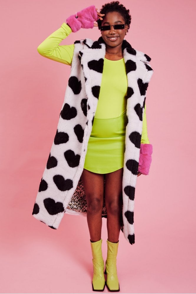 JAYLEY Faux Shearling Long Love Heart Vest