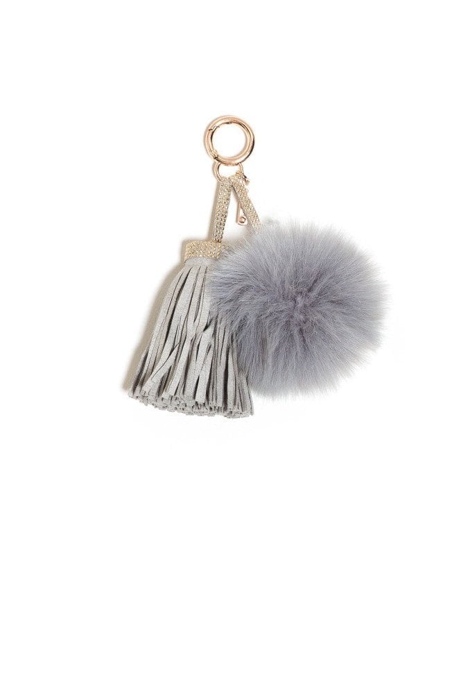 JAYLEY Faux Suede Faux Fur Pom Pom Charm