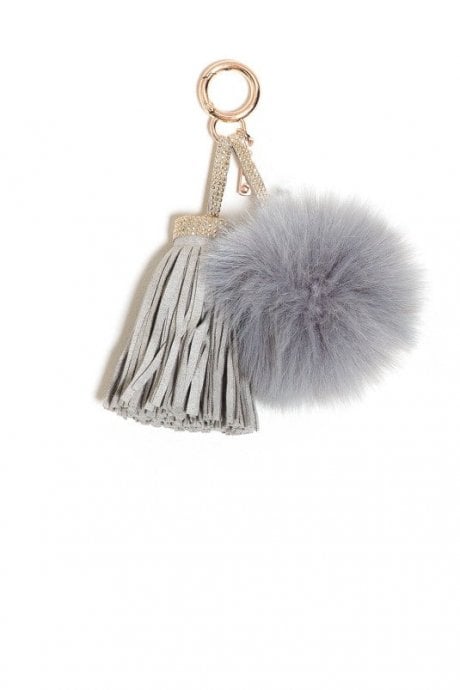 Faux Suede Faux Fur Pom Pom Charm