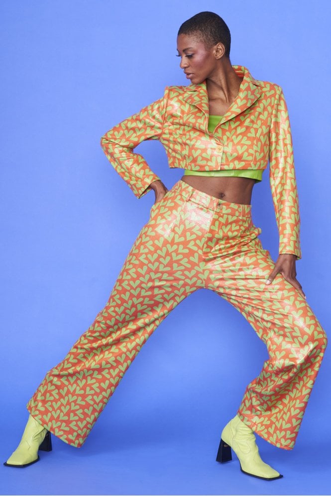 JAYLEY Faux Suede Love Heart Trousers